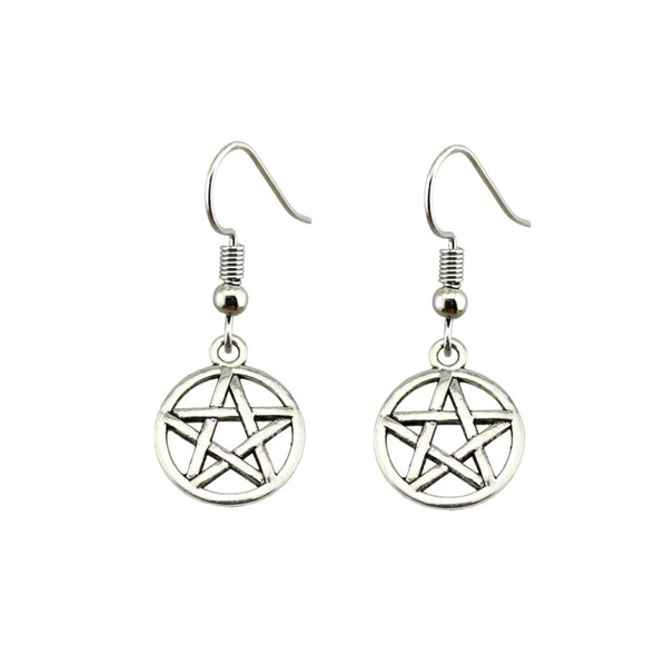Luny Jewelry - Pentagram Pentacle Earring Set Wicca Pagan 2pcs
